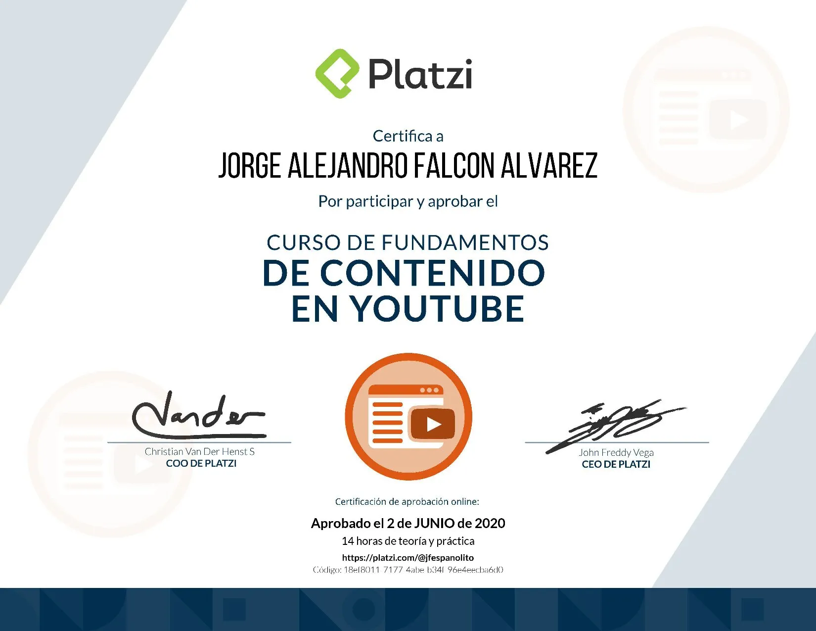 Diploma Contenido para YouTube